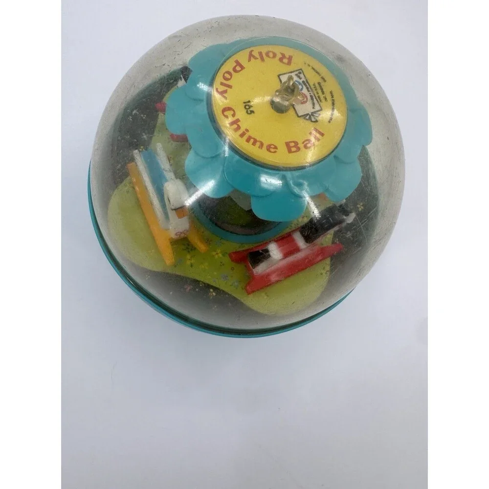 VINTAGE 1966 Fisher Price ROLY POLY CHIME BALL #165 Swans and Horses Weighted